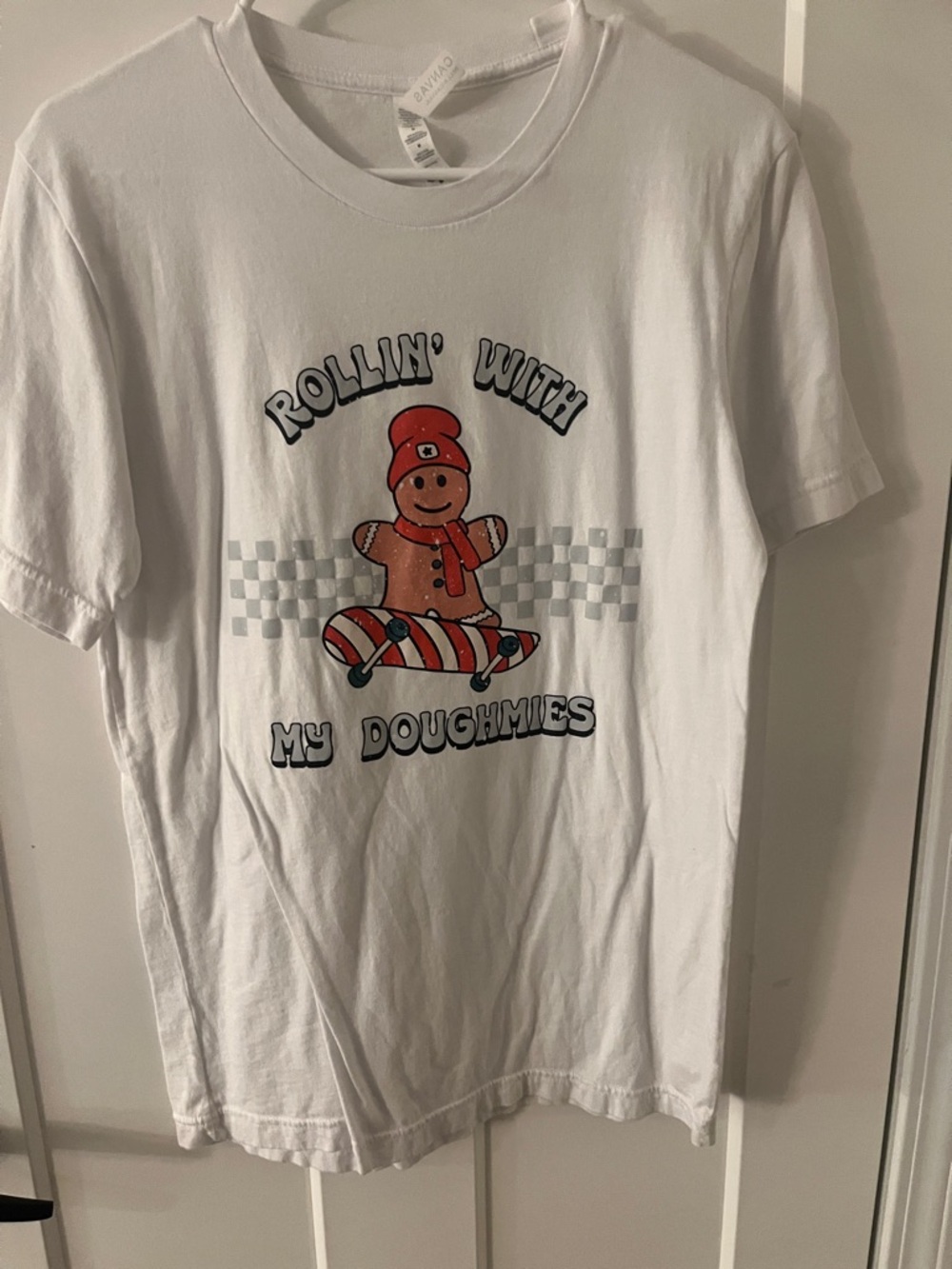 Bella Canvas White Tee with Gingerbread Skate Graphic